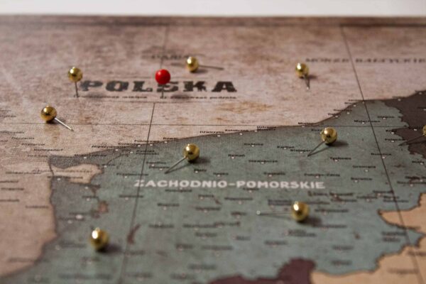 Mapa Polski Mapa korkowa prezent dla podróżnika Mapa do wpinana mapa podróży