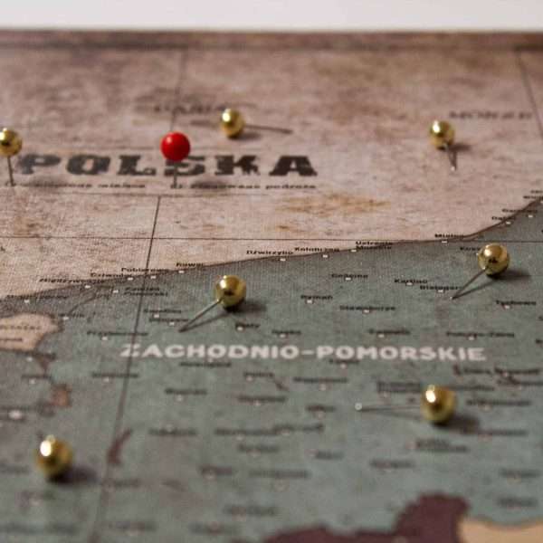 Mapa Polski Mapa korkowa prezent dla podróżnika Mapa do wpinana mapa podróży