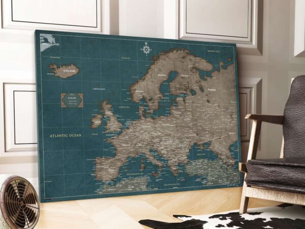 Mapa Europy dla podróżnika. Mapa korkowa Mapa do wpinania pinezki do mapy