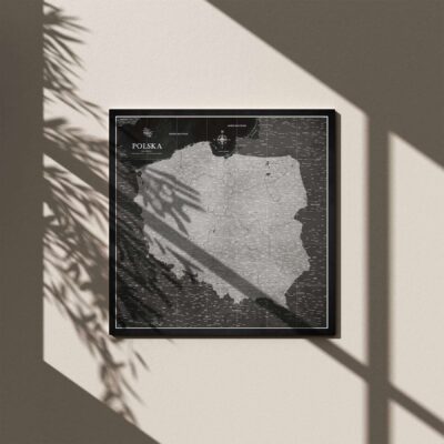 Mapa Korkowa Polski Personalizowana mapa prezent dla podróżnika Mapa podróży Mapa do Wpinania Mapa retro Mapa vintage Polski Grafitowa Mapa