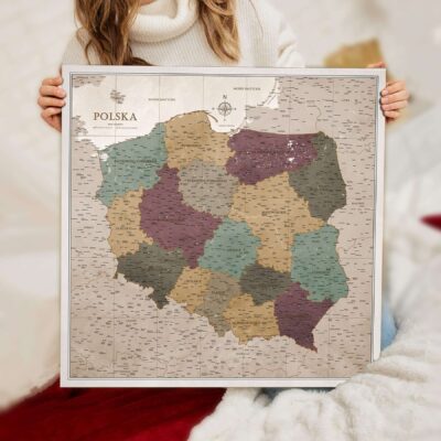 Pinezki kuleczki Pinezki do Mapy Mapa korkowa Polski Niebieska mapa Polski Mapa korkowa z pinezkami Mapa do wpinania Mapa z podkładem korkowym Podkład Korkowy Tablica Korkowa Mapa