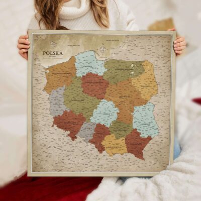 Mapa Korkowa Polski Personalizowana mapa prezent dla podróżnika Mapa podróży Mapa do Wpinania Mapa retro Mapa vintage Polski Kolorowa Mapa Polski Mapa Polski dla Ucznia Mapa Polski Szkolna