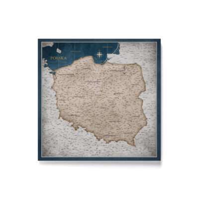 mapa korkowa polski niebieska do wbijania pinezek