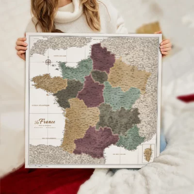 Mapa Francji Modern Olive Safari