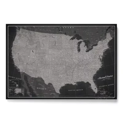 Mapa USA Black And Silver Moon