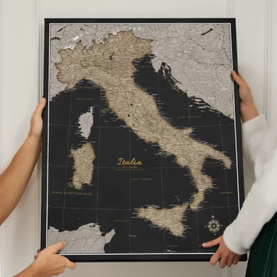 Mapa Korkowa Włoch z pinezkami Golden Starry Night