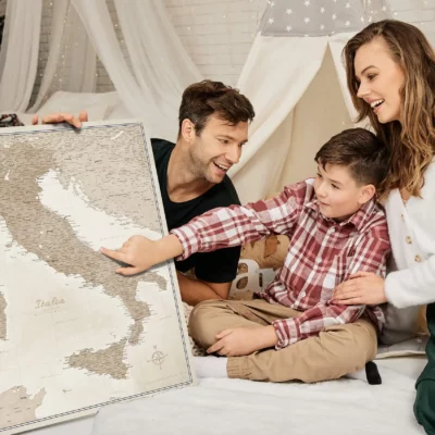 Mapa Korkowa Włoch z pinezkami Beige Sand Dunes