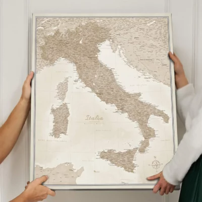 Mapa Korkowa Włoch z pinezkami Beige Sand Dunes