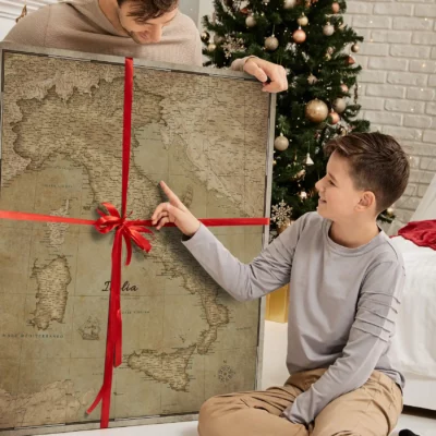 Mapa Korkowa Włoch z pinezkami Retro