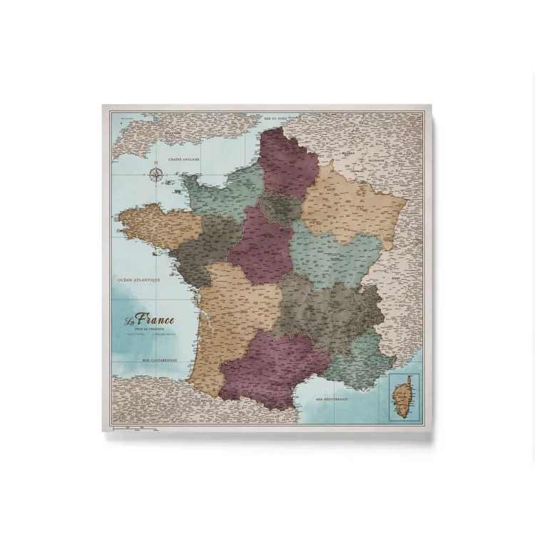 Mapa Korkowa Francji Błękitna z kolorami