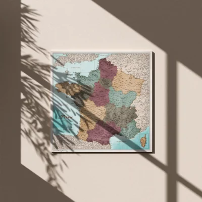 Mapa Korkowa Francji Błękitna z kolorami