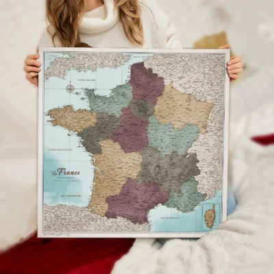 Mapa Korkowa Francji Błękitna z kolorami