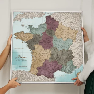 Mapa Korkowa Francji Błękitna z kolorami