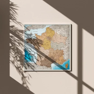Mapa Korkowa Francji Blue Shades of brown