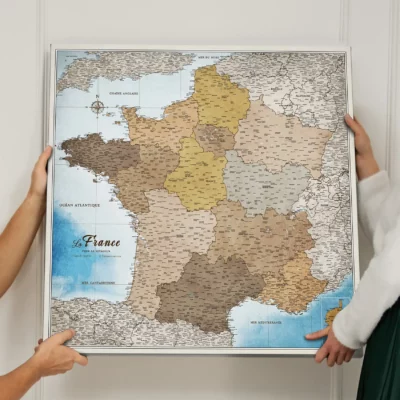 Mapa Korkowa Francji Blue Shades of brown