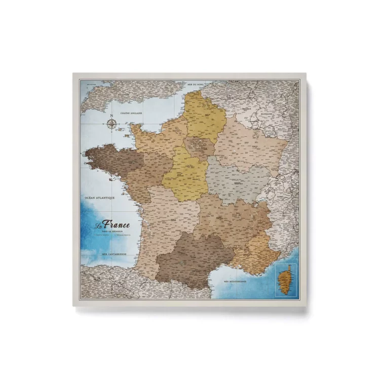 Mapa Korkowa Francji Blue Shades of brown