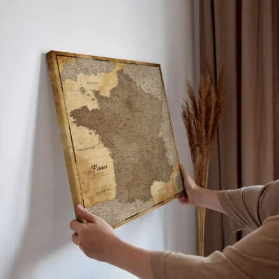 Mapa Korkowa Francji Retro Brown Desert