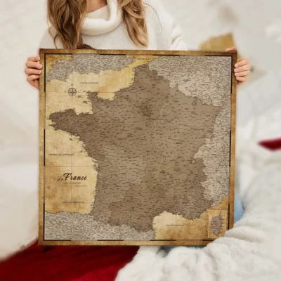 Mapa Korkowa Francji Retro Brown Desert
