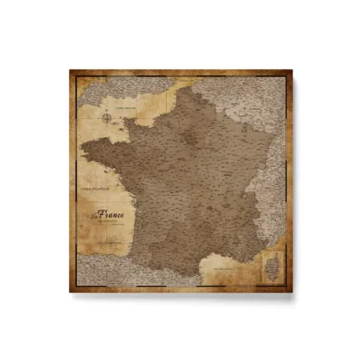 Mapa Korkowa Francji Retro Brown Desert