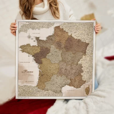 Mapa Korkowa Francji Vintage Earthy Meadows