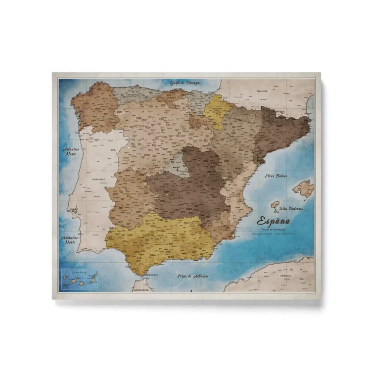 Mapa Korkowa Hiszpanii Blue Shades of brown