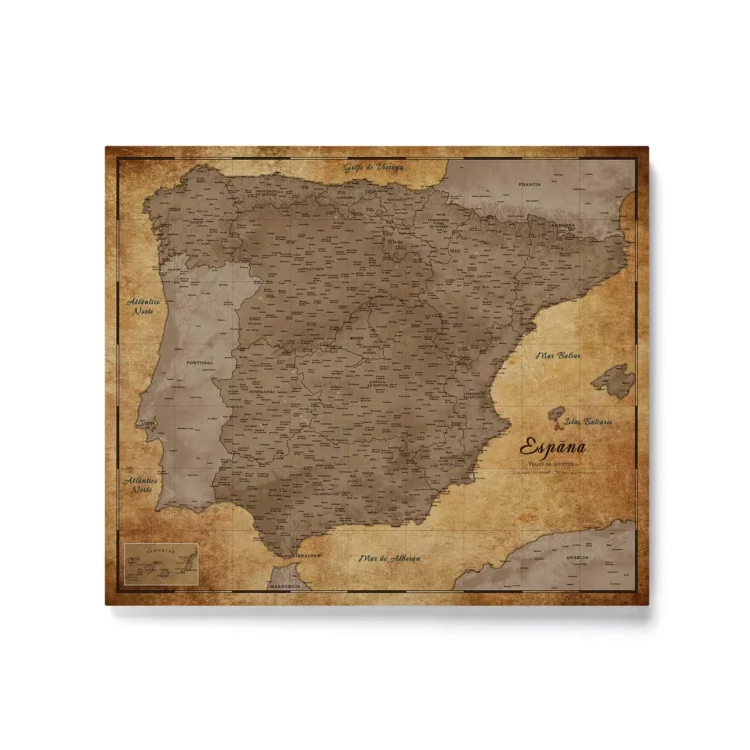 Mapa Korkowa Hiszpanii Retro Brown Desert