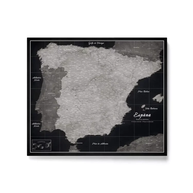 Mapa Korkowa Hiszpanii z pinezkami Black And Silver Moon