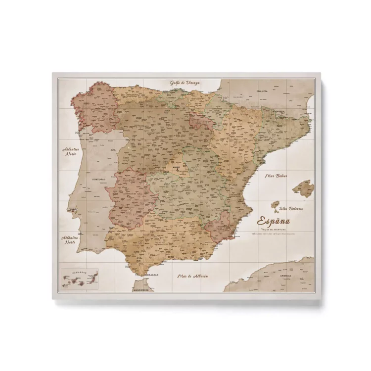 Mapa Korkowa Hiszpanii z pinezkami Cream Multicolor
