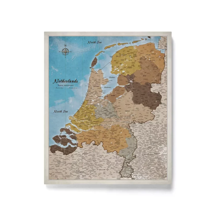 Mapa Korkowa Holandii do wpinania Blue Shades of brown