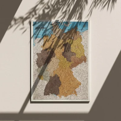Mapa Korkowa Niemiec Blue Shades of brown