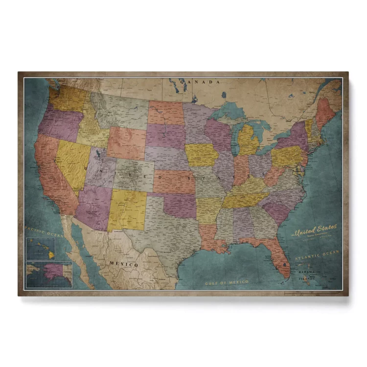 Mapa Korkowa USA Multicolor Vintage