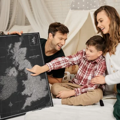 Mapa Korkowa Wielka Brytania i Irlandia Black And Silver Moon