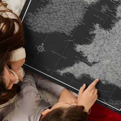 Mapa Korkowa Wielka Brytania i Irlandia Black And Silver Moon