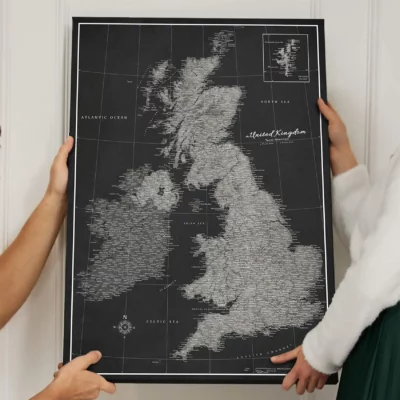 Mapa Korkowa Wielka Brytania i Irlandia Black And Silver Moon