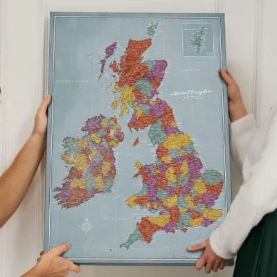 Mapa Korkowa Wielka Brytania i Irlandia Blue Multicolor