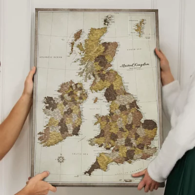 Mapa Korkowa Wielka Brytania i Irlandia Cream Browns