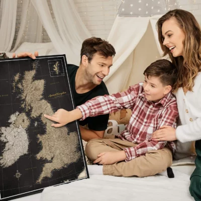 Mapa Korkowa Wielka Brytania i Irlandia Golden Starry Night
