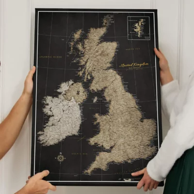 Mapa Korkowa Wielka Brytania i Irlandia Golden Starry Night