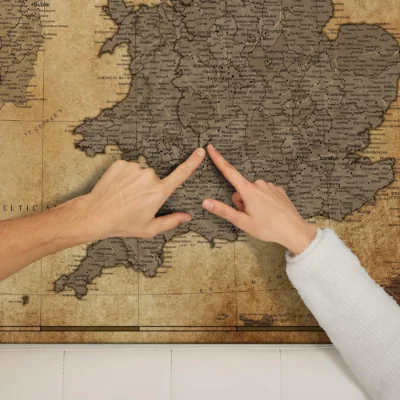 Mapa Korkowa Wielka Brytania i Irlandia Retro Brown Desert