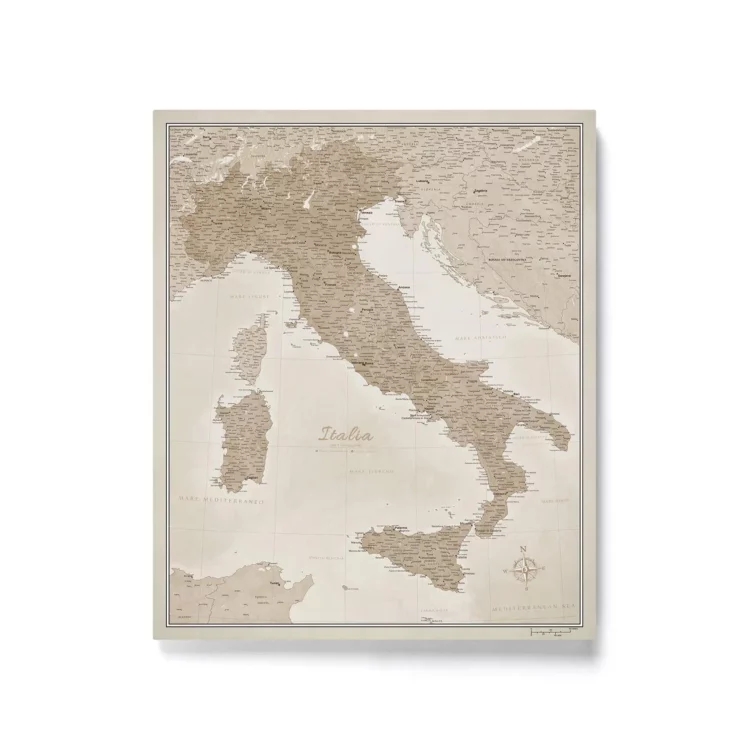 Mapa Korkowa Włoch z pinezkami Beige Sand Dunes
