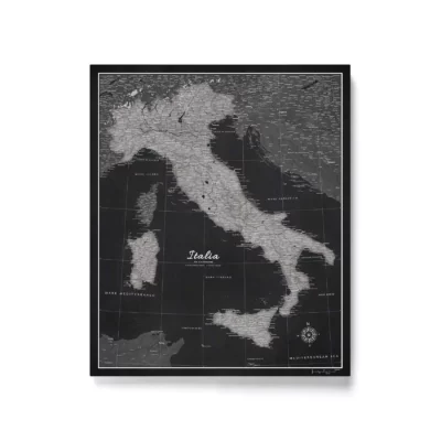 Mapa Korkowa Włoch z pinezkami Black And Silver Moon