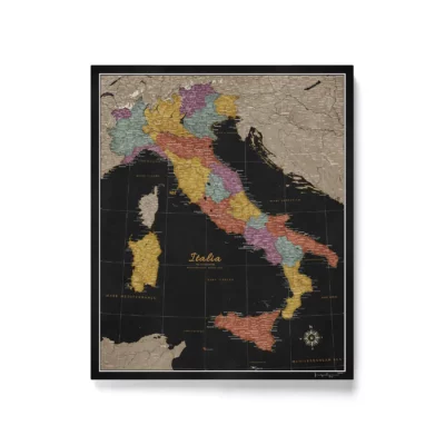 Mapa Korkowa Włoch z pinezkami Black Multicolor