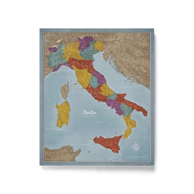 Mapa Korkowa Włoch z pinezkami Blue Multicolor