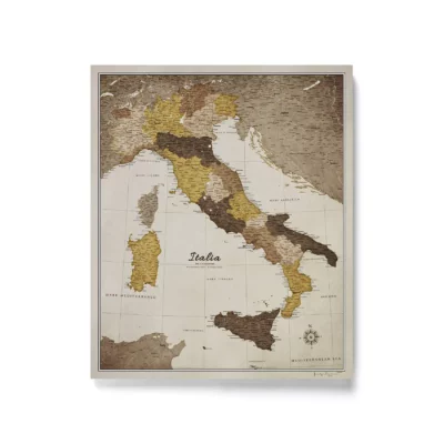 Mapa Korkowa Włoch z pinezkami Cream Browns