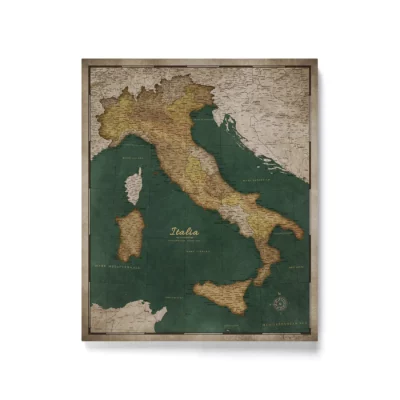 Mapa Korkowa Włoch z pinezkami Green