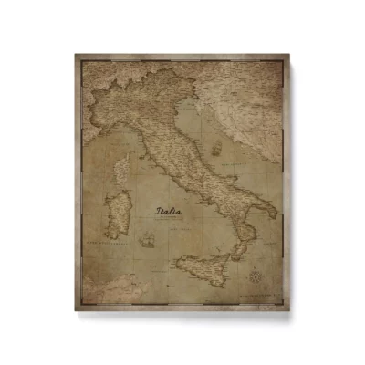 Mapa Korkowa Włoch z pinezkami Retro