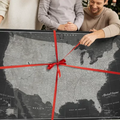 Mapa USA Black And Silver Moon