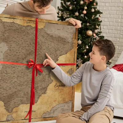 Mapa Korkowa Hiszpanii Retro Brown Desert