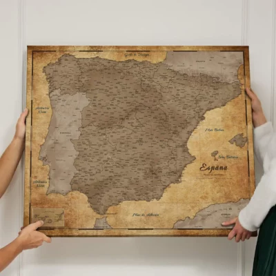 Mapa Korkowa Hiszpanii Retro Brown Desert